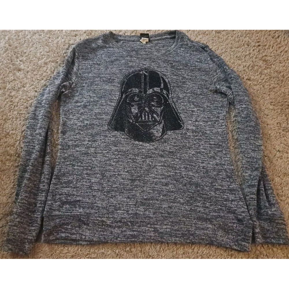 Star Wars Women's Gray‎ Shimmer Darth Vader Long Sleeve Sweater. XL